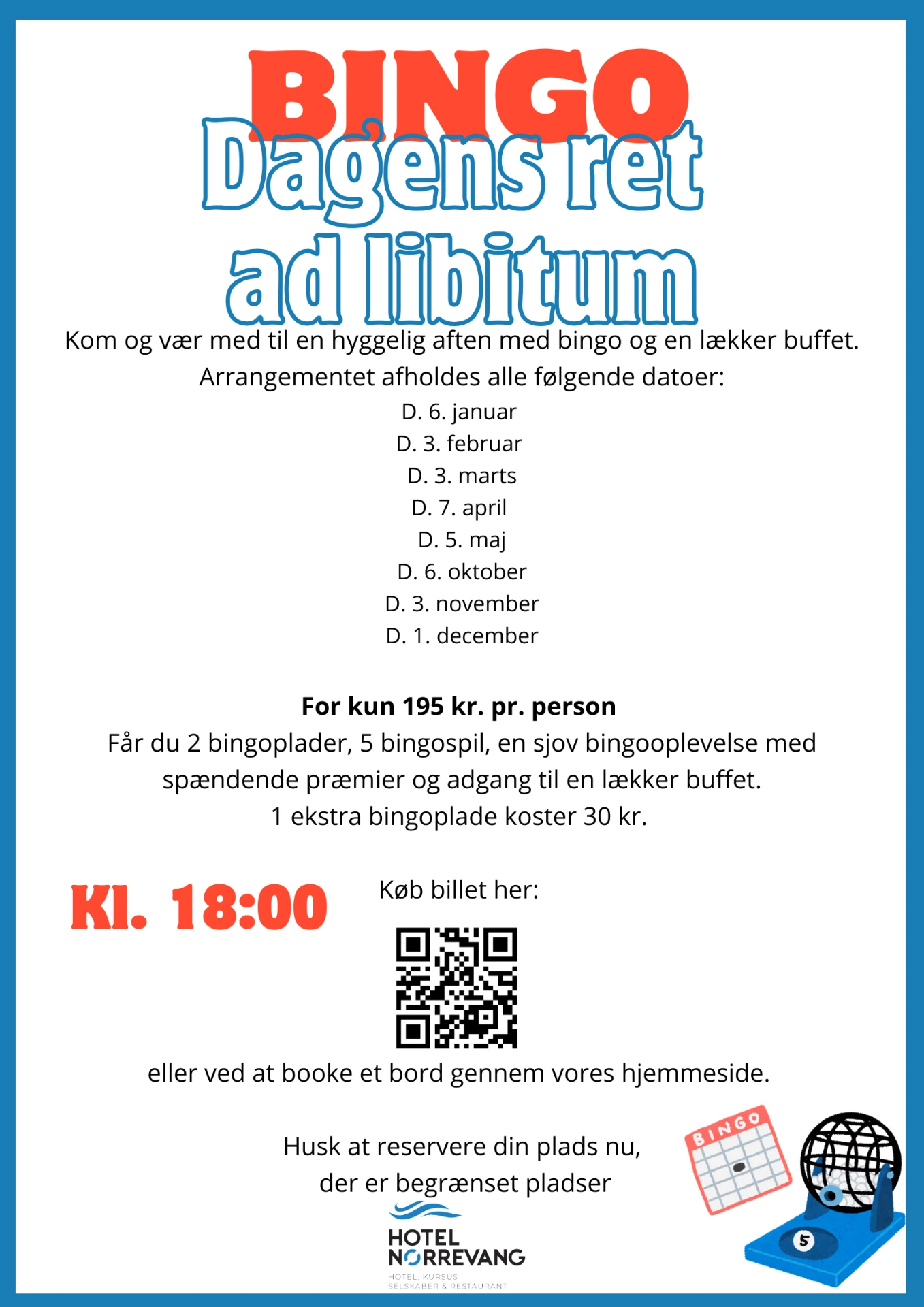 Bingo flyer – Hotel Nørrevang