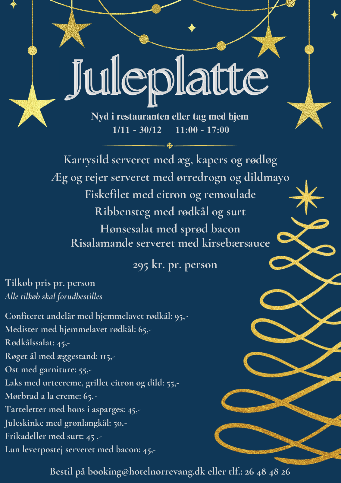 Juleplatte 2026 – menu og tilkøb på Hotel Nørrevang
