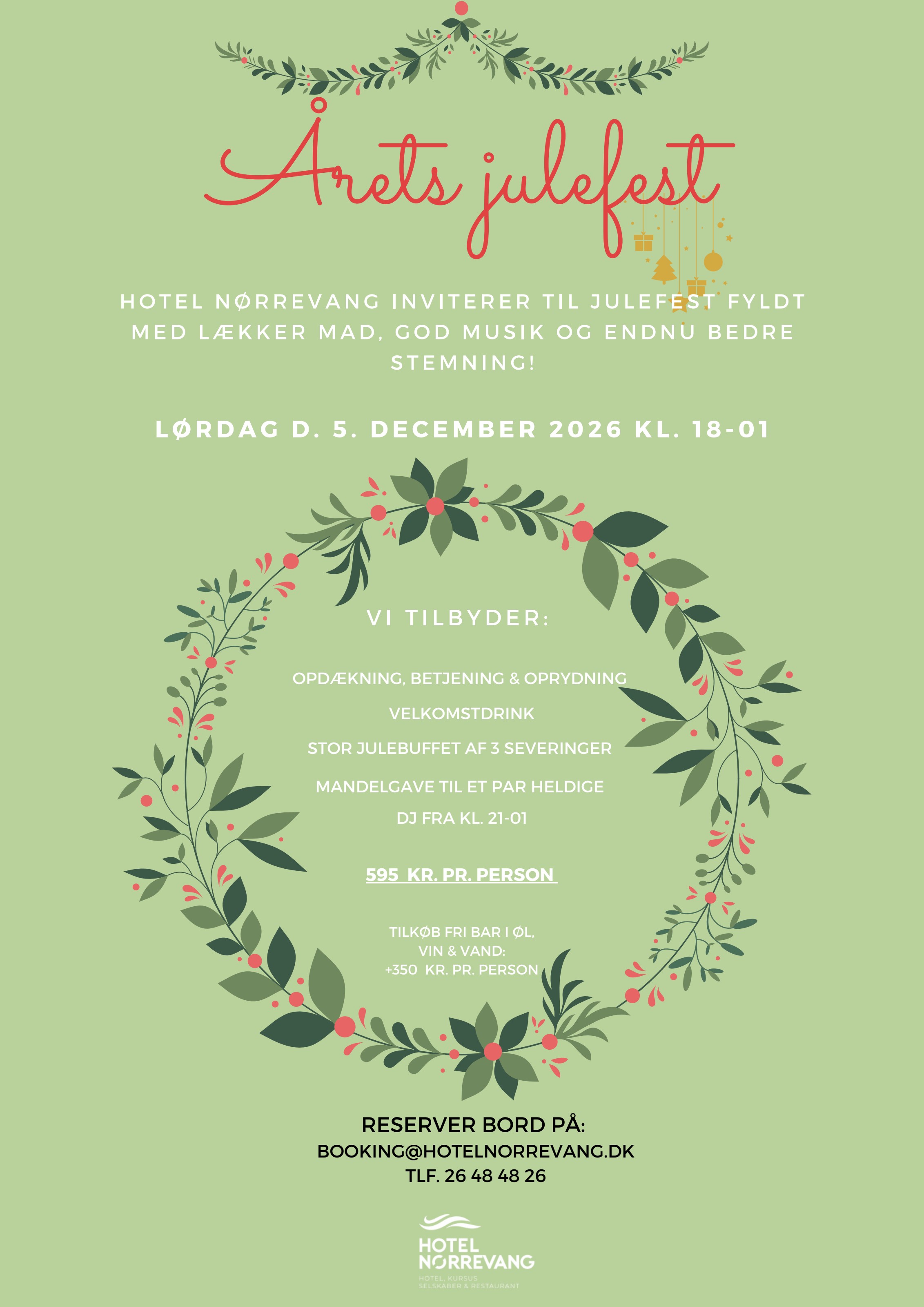 Årets julefest flyer – Hotel Nørrevang