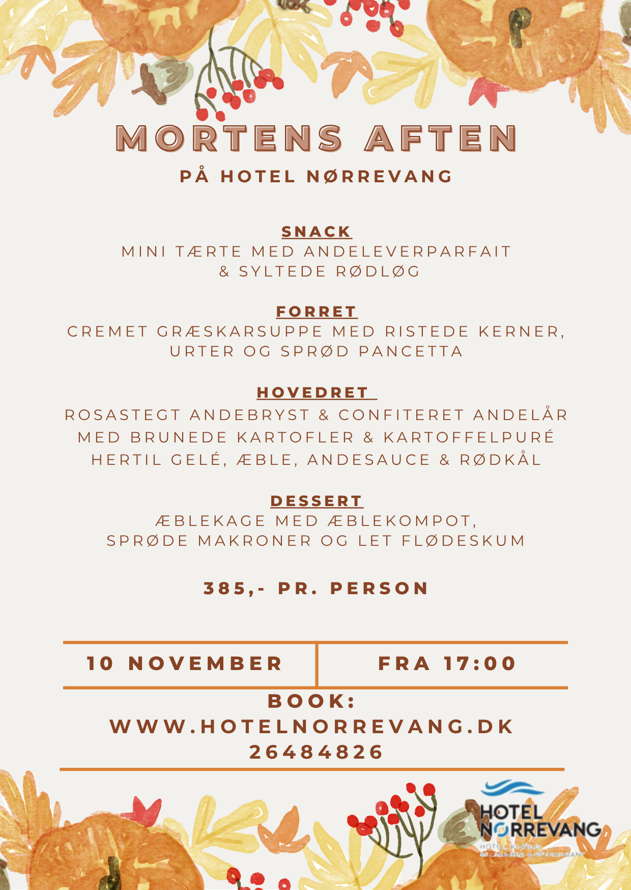 Mortens Aften flyer – Hotel Nørrevang