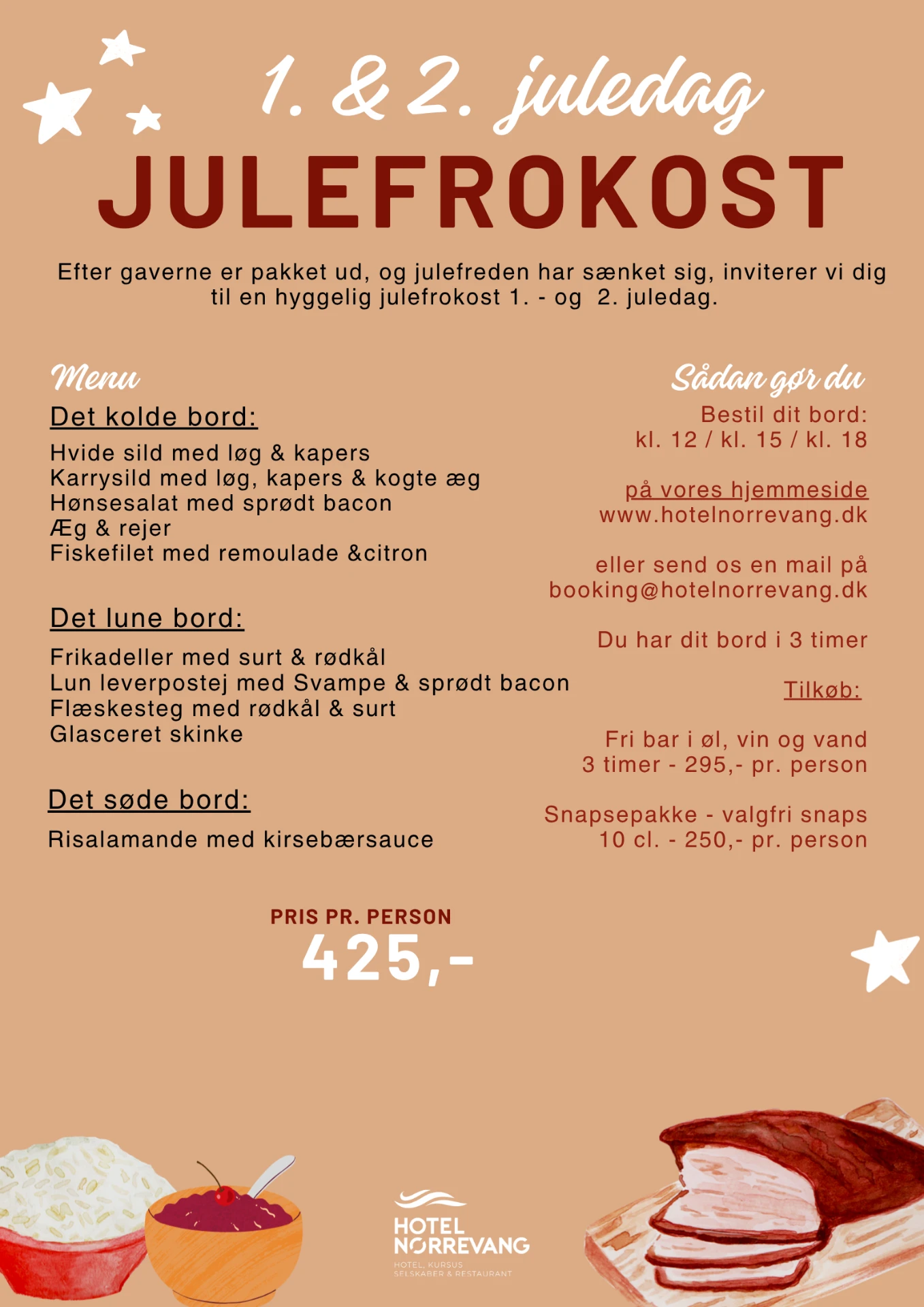 Julefrokost 1. og 2. juledag flyer – Hotel Nørrevang